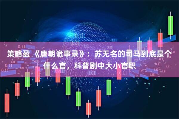 策略盈 《唐朝诡事录》：苏无名的司马到底是个什么官，科普剧中大小官职