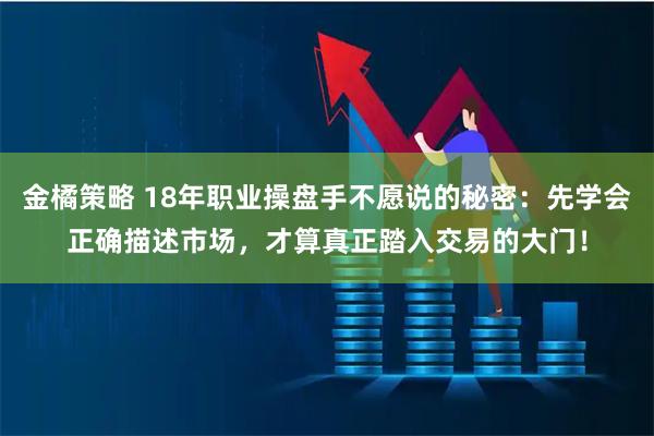 金橘策略 18年职业操盘手不愿说的秘密：先学会正确描述市场，才算真正踏入交易的大门！