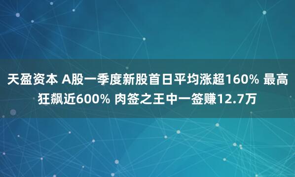 天盈资本 A股一季度新股首日平均涨超160% 最高狂飙近600% 肉签之王中一签赚12.7万