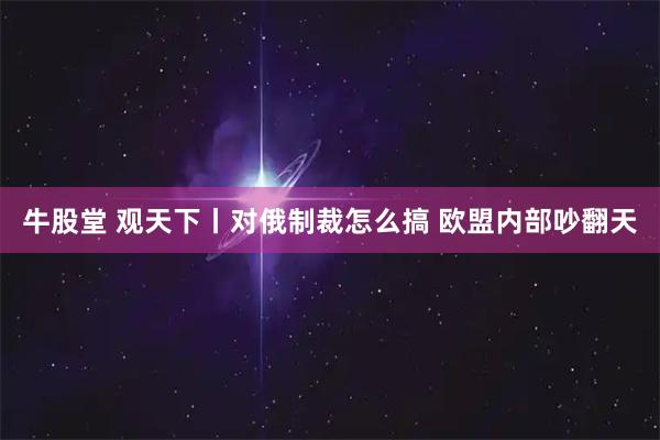 牛股堂 观天下丨对俄制裁怎么搞 欧盟内部吵翻天