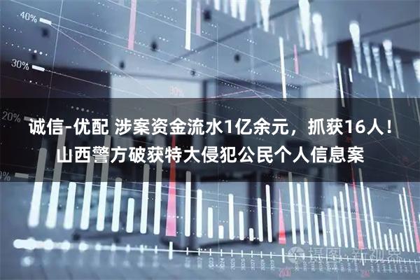 诚信-优配 涉案资金流水1亿余元，抓获16人！山西警方破获特大侵犯公民个人信息案