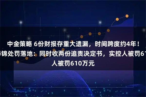 中金策略 6份财报存重大遗漏，时间跨度约4年！ST新华锦处罚落地：同时收两份追责决定书，实控人被罚610万元